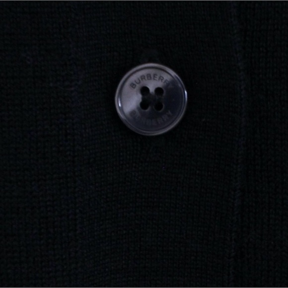 Burberry Uniform Button Front Black 100% Merino Wool Classic Cardigan - Picture 10 of 12